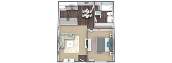 Floor Plan A: 1 bed, 1 bath, 624 SQFT
