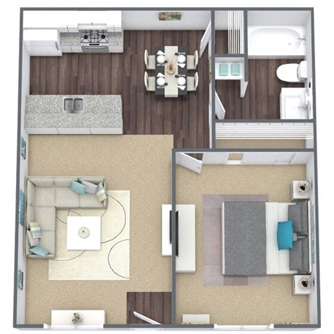 Floor Plan A: 1 bed, 1 bath, 624 SQFT