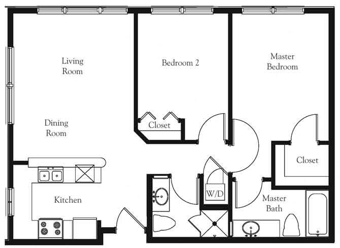 2 bed 2 bath floor plan Meadows