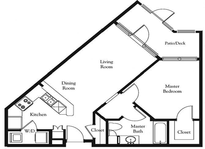 1 bed 1 bath floor plan Sundance