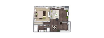 Arbor Floor Plan: 1 Bed, 1 Bath