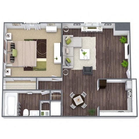 Arbor Floor Plan: 1 Bed, 1 Bath