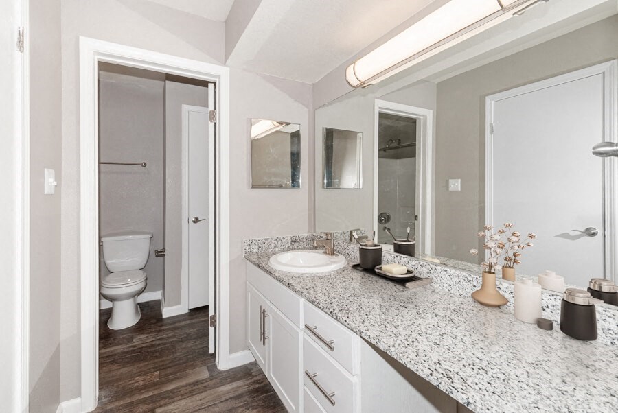 Model apartment bathroom at Array South Mountain, Phoenix, 85044