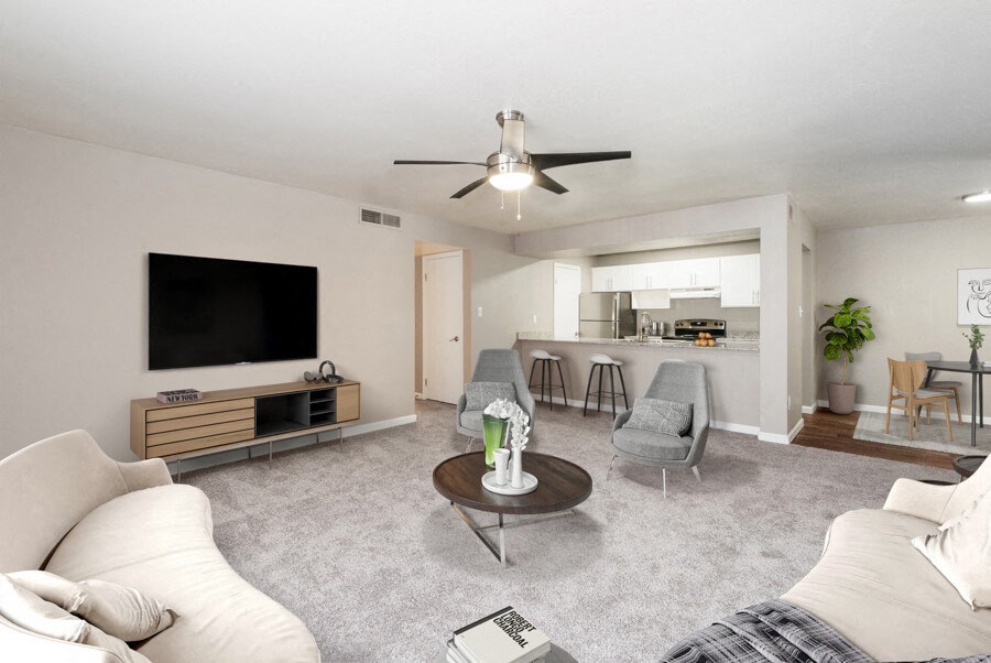 Model apartment living room at Array South Mountain, Phoenix, AZ