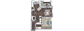 Azalea Floor Plan, 1-Bed 1-Bath