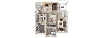 B1 2X2 Floor Plan, 1,036 SQFT