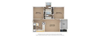 B1 2X2 Floor Plan, 787 SQFT