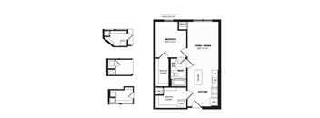 a floor plan of four bedroom apartments