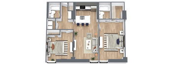a floor plan of a house with a bedroom and a living room