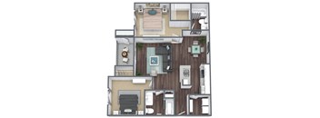 B1 2X2 Floor Plan, 1,044 SQFT