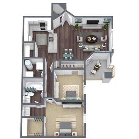 B1 Floor Plan, 2-Bed 1-Bath