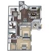 B1 Floor Plan, 2-Bed 1-Bath