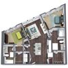 B1, 2-Bed 2-Bath Floor Plan, 1,028 SQFT