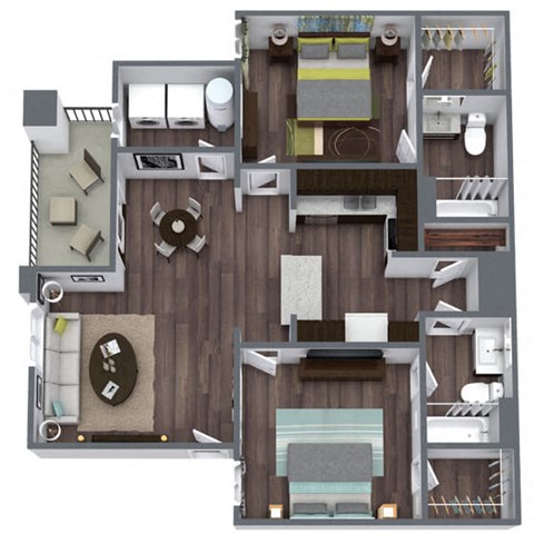 Symmetry (B1) Floor Plan, 2-Bed 2-Bath, 1,068 SQFT at Harmony at Surprise, Surprise, AZ, 85379