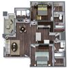 Symmetry (B1) Floor Plan, 2-Bed 2-Bath, 1,068 SQFT