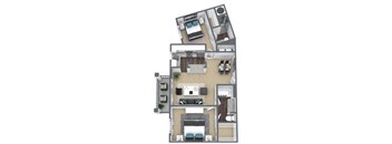 B1 3D Floor Plan Image at Hidden Creek, Lewisville
