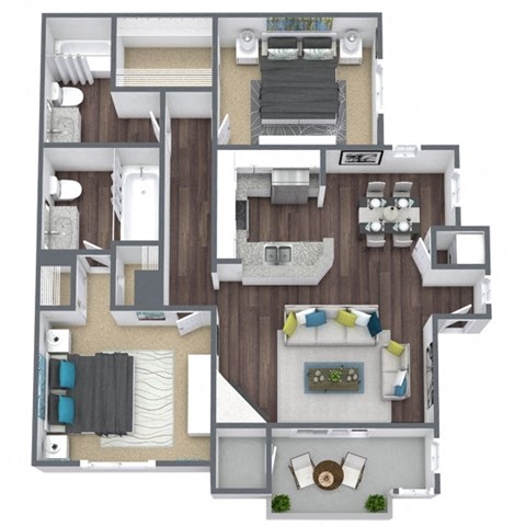 B1 floor plan 3D image