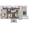B1 Floor Plan, 2-Bed 2-Bath