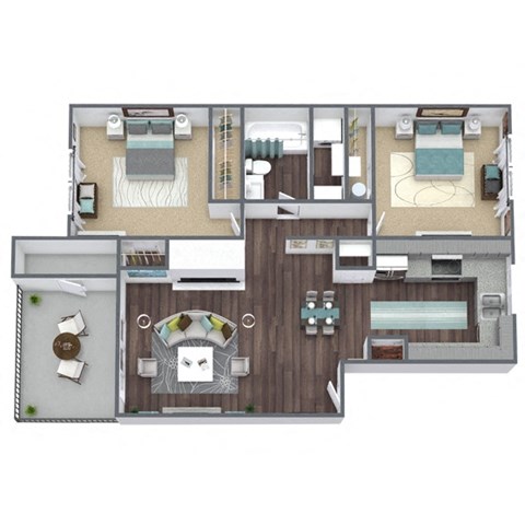 B1 2X1 Floor Plan, 841 SQFT