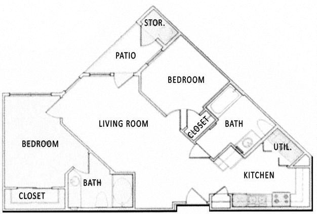 2 Bedroom 2 Bathroom Floor Plan