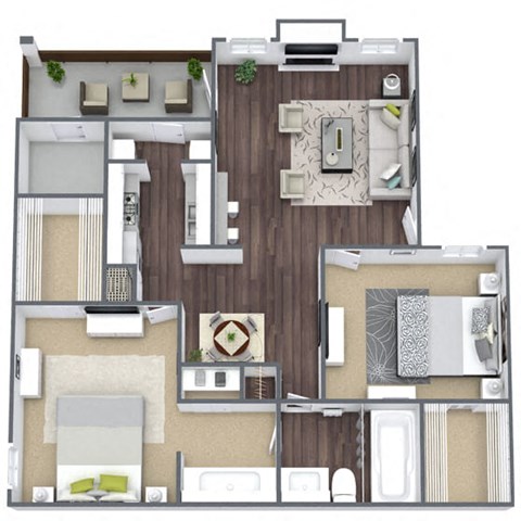 B1 floor plan with patio
