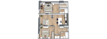 a 3d drawing of a floor plan of a house