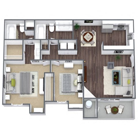 2 bed 2 bath B2 Floor Plan at Array South Mountain, Phoenix, AZ