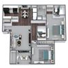 B2 2-Bed 2-Bath Floor Plan, 930SQFT
