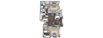 B2 Floor Plan, 2-Bed 2 Bath