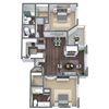 B2 Floor Plan, 2-Bed 2 Bath