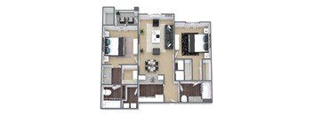 B2 3D Floor Plan Image at Hidden Creek, Lewisville, TX, 75077
