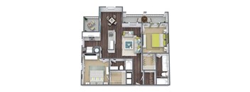 B2 Floor Plan, 2 bed 2 bath