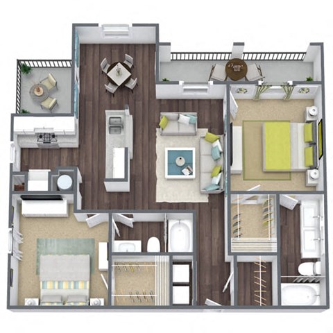 B2 Floor Plan, 2 bed 2 bath