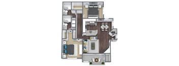 B2 floor plan 3D image