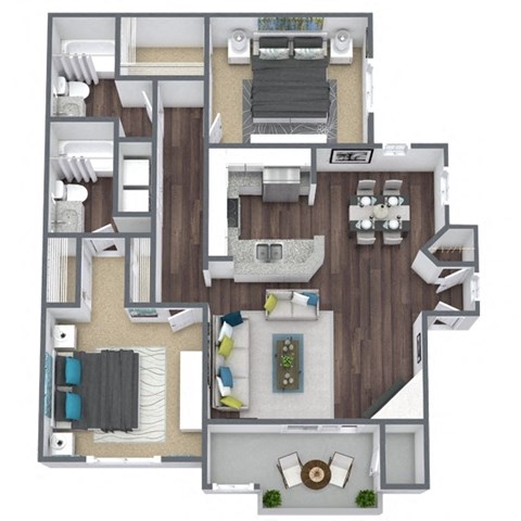 B2 floor plan 3D image