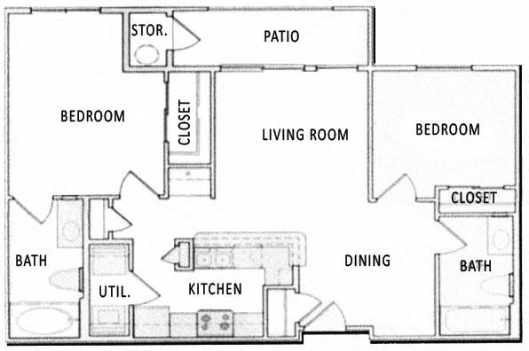 2 Bedroom 2 Bathroom Floor Plan