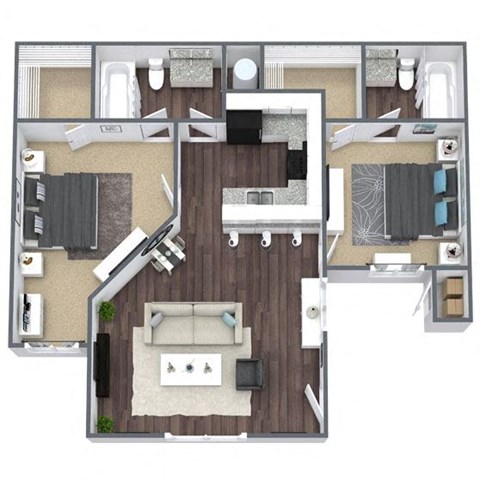 B2 Floor Plan 3D Image