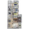 B2 3-Bed, 2-Bath Floor Plan 3D Image