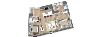 a floor plan of a house with a bedroom and a living room