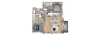 B3, 2x2, 1285 sqft.