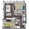 B3-Corner, 2-Bed 2-Bath Floor Plan, 1,2692 SQFT