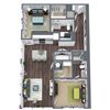 B3, 2-Bed 2-Bath Floor Plan, 1,265 SQFT