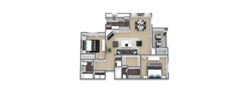 B3 3D Floor Plan Image at Hidden Creek, Lewisville, TX