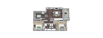 B3 Floor Plan, 2-Bed 2-Bath