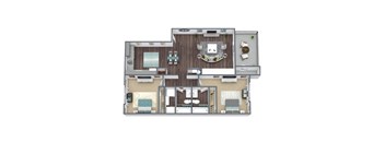 B4 Floor Plan, 2-Bed 2-Bath