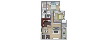 Beech Floor Plan 2-Bed, 1.5-Bath, 1,003 SQFT