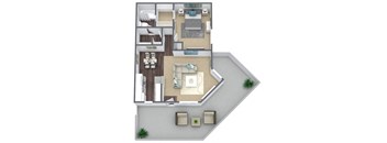 Floor Plan B: 1 bed, 1 bath, 662 SQFT