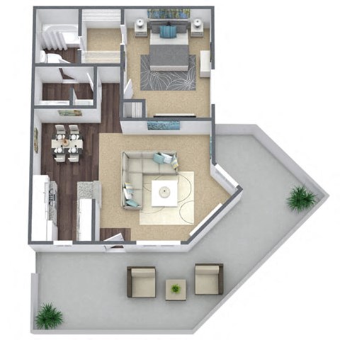 Floor Plan B: 1 bed, 1 bath, 662 SQFT