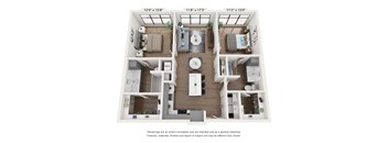 a 3 bedroom floor plan with a bathroom and a living room