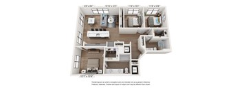a 3d floor plan of a house with a bedroom and living room